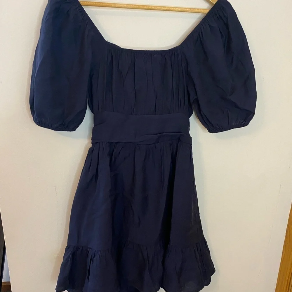 NWT Altar’d State Navy Tie Back Short Sleeve Swing Dress